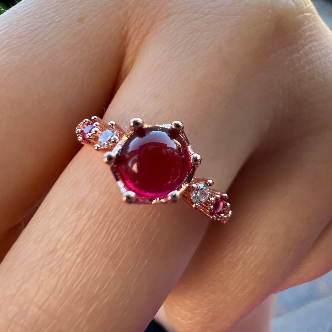Anillo de compromiso de plata 925 con granate de Olivenorma