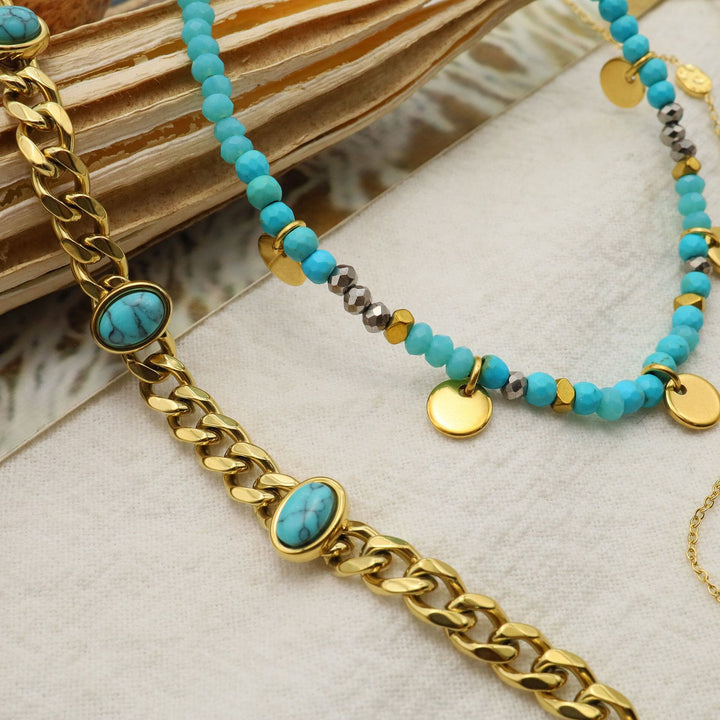 Juego de pulseras apilables con estrellas de turquesa natural de Olivenorma 