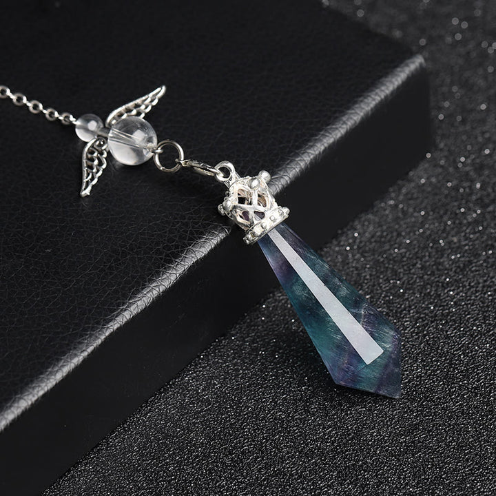 Péndulo de alas de ángel de cristal de labradorita de Olivenorma