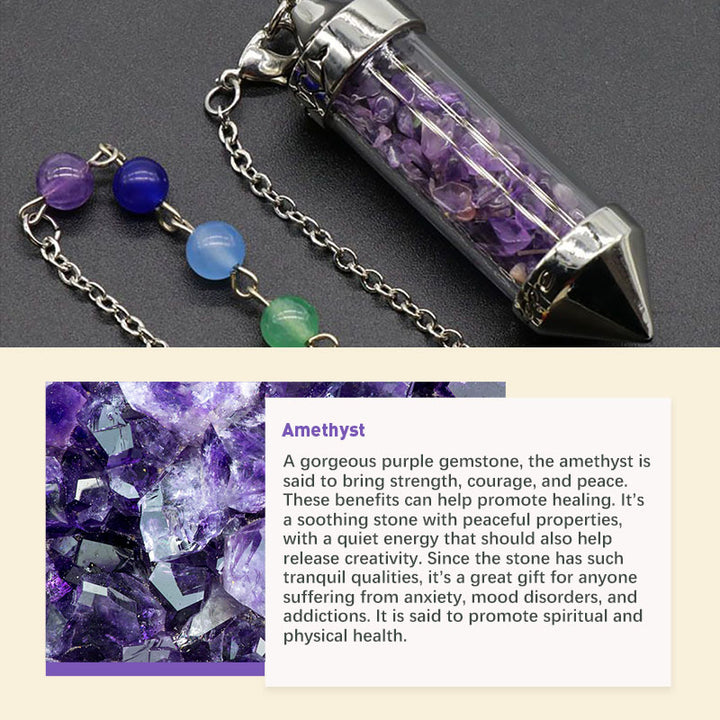 Péndulo de meditación de cristal de colores para los chakras