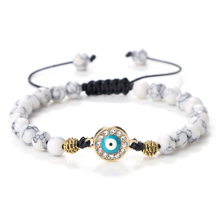 Pulsera de cuentas de circonita de piedra natural de 6 mm de Olivenorma 