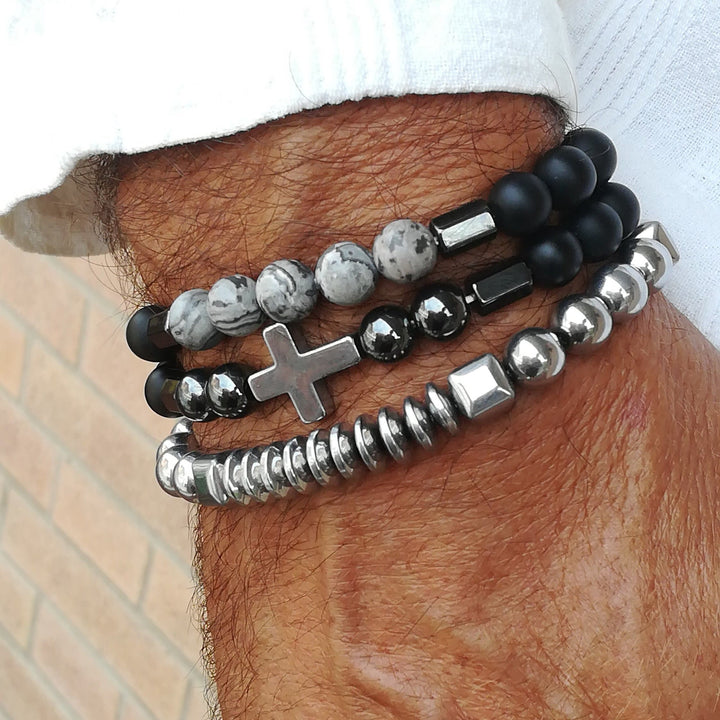Pulsera con piedras preciosas apilables para hombre de Olivenorma