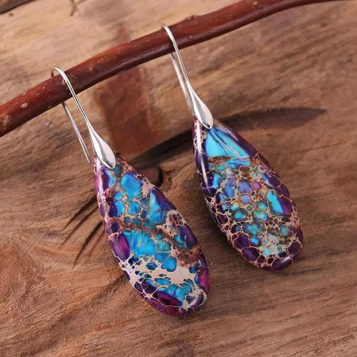 Pendientes de piedra emperador con forma de gota de Olivenorma
