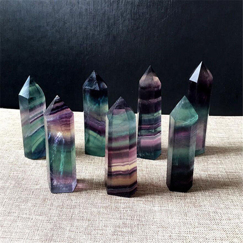 Varitas de cristal Reki de corteza natural de fluorita