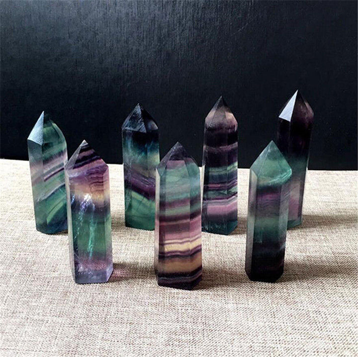 Varitas de cristal Reki de corteza natural de fluorita