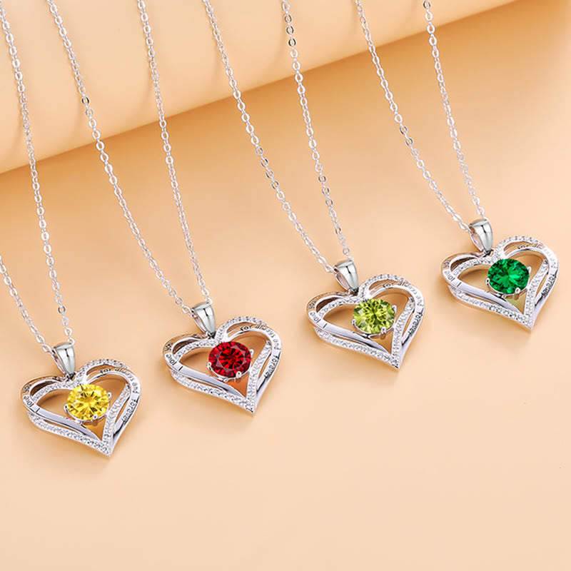 Olivenorma "Te amo por siempre y para siempre" - Collar de corazón en tono de nacimiento 
