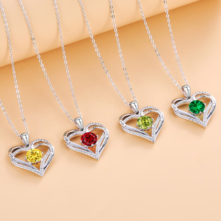 Olivenorma "Te amo por siempre y para siempre" - Collar de corazón en tono de nacimiento 