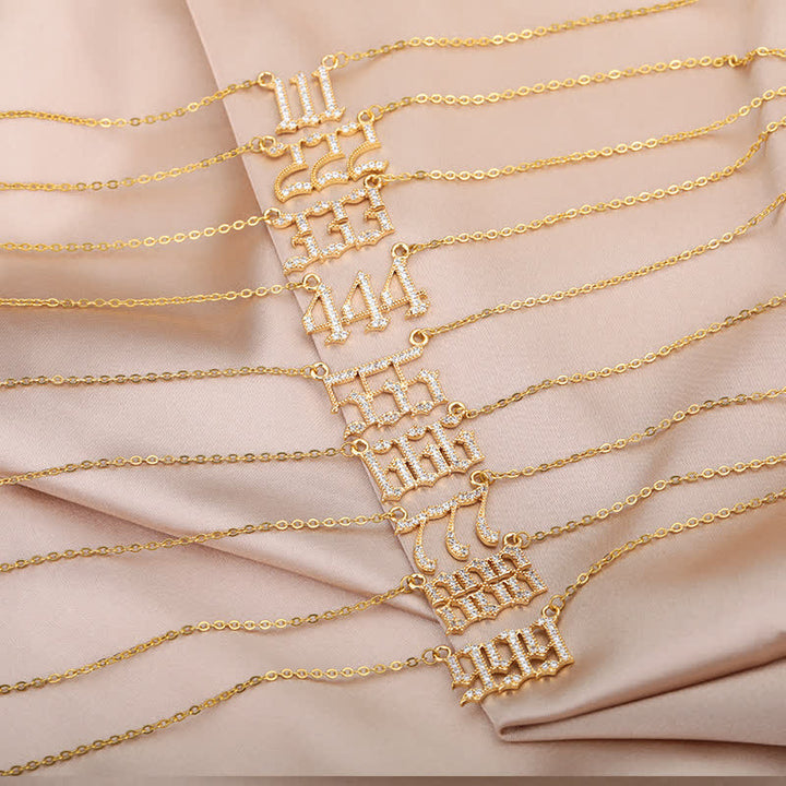Collar con número de ángel y circonita de Olivenorma