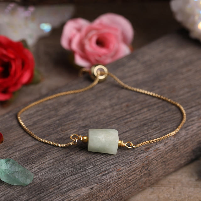 Pulsera de cadena de metal con piedras prismáticas de cristal natural de Olivenorma