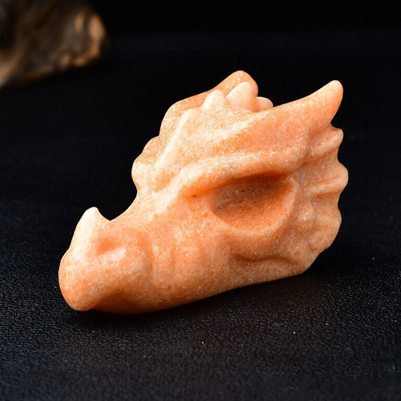 Cráneo con cabeza de dragón de 3,2 pulgadas de Olivenorma, decoración con piedras preciosas