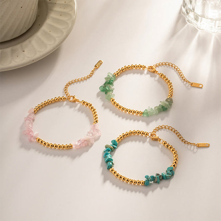 Pulsera de cuentas de oro con cristales triturados naturales de Olivenorma