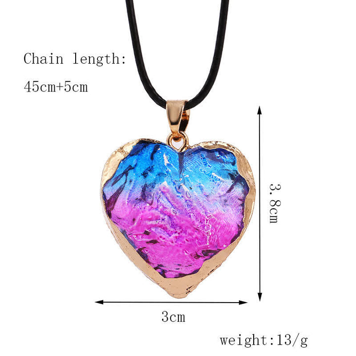 Collar de fluorita de cristal con forma de corazón creativo