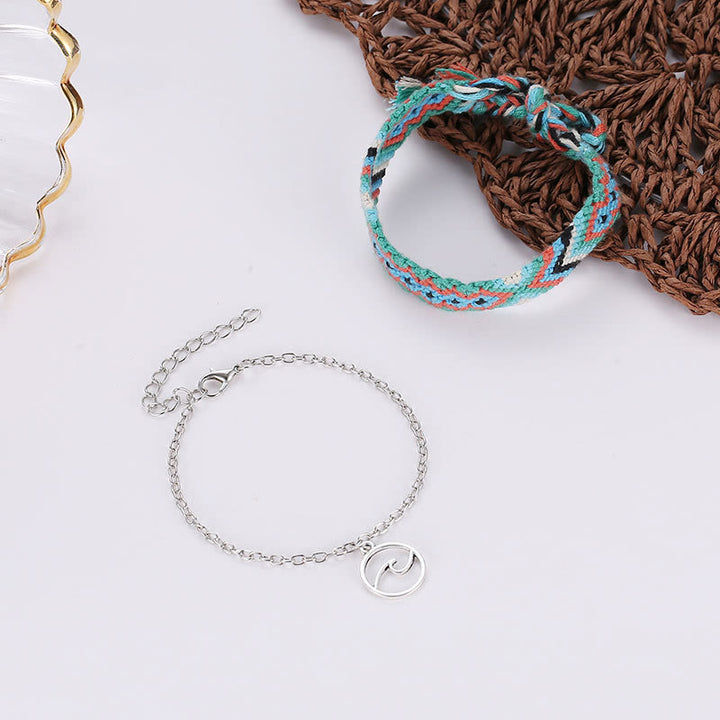 Pulsera tobillera con colgante OM de cuerda de algodón tejida a mano de Olivenorma