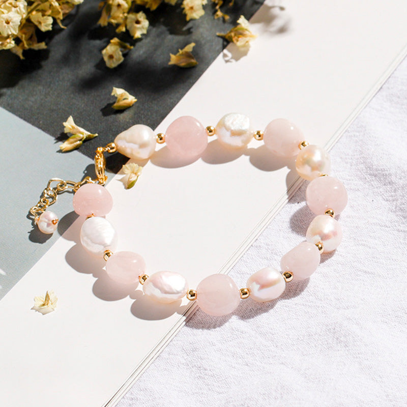 Pulsera de piedras preciosas de perla de cristal natural