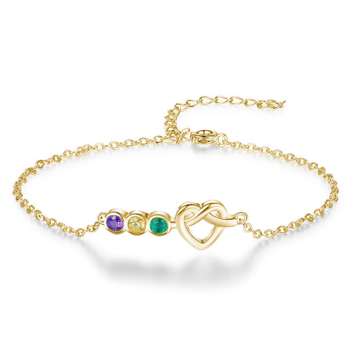 Pulsera de corazón personalizada de 2 a 5 piedras natales de Olivenorma 