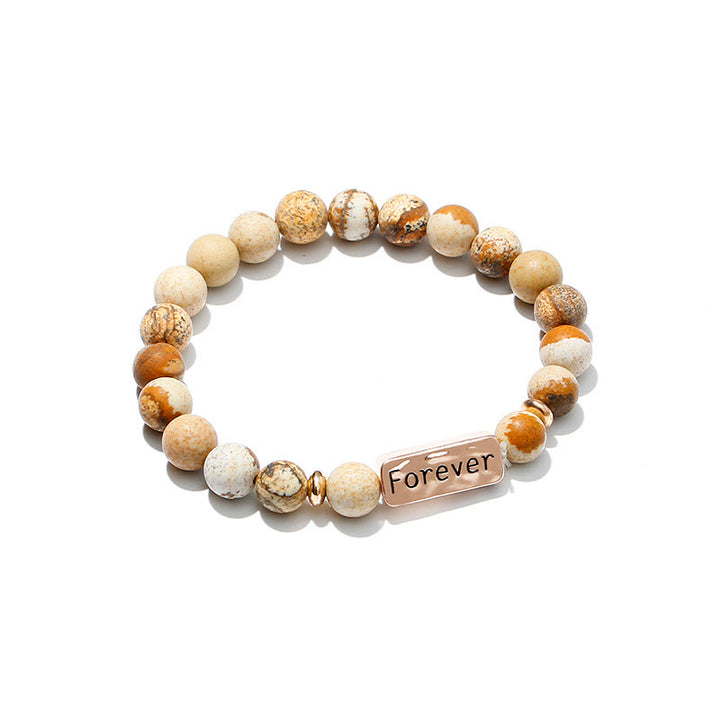 Juego de pulseras con grabado de 3 piezas con piedras preciosas naturales de Olivenorma Best Friend Forever