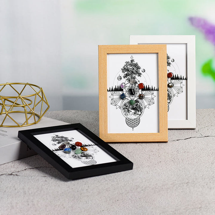 Marco de fotos con diseño de árbol de la vida y chakras de Olivenorma