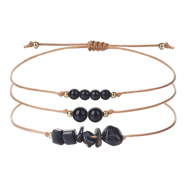 Juego de pulseras trenzadas con cuentas de grava de Olivenorma