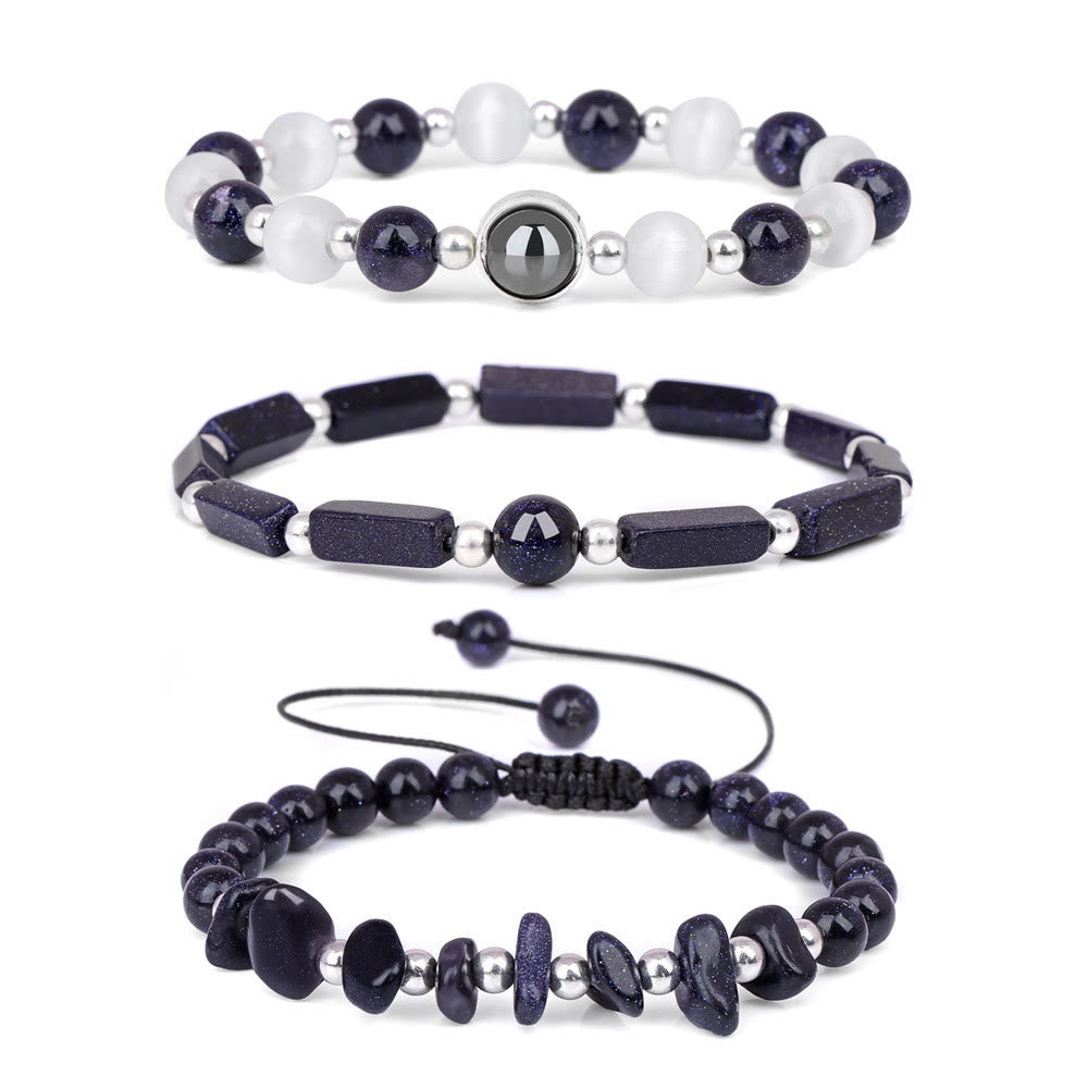 Juego de 3 pulseras de cristal natural "Healing Wishes" de Olivenorma 