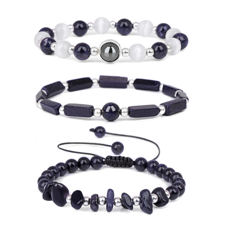 Juego de 3 pulseras de cristal natural "Healing Wishes" de Olivenorma 