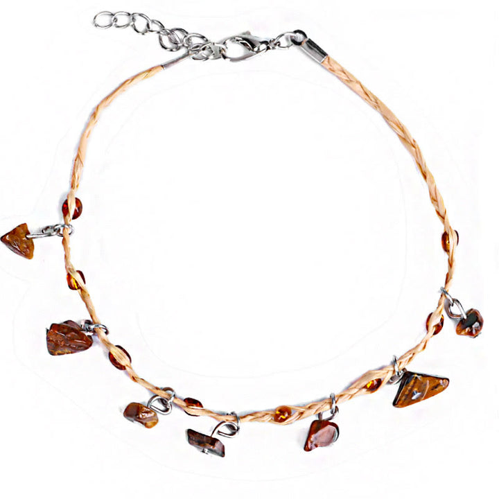 Pulsera tobillera con colgante de grava de cristal natural de Olivenorma
