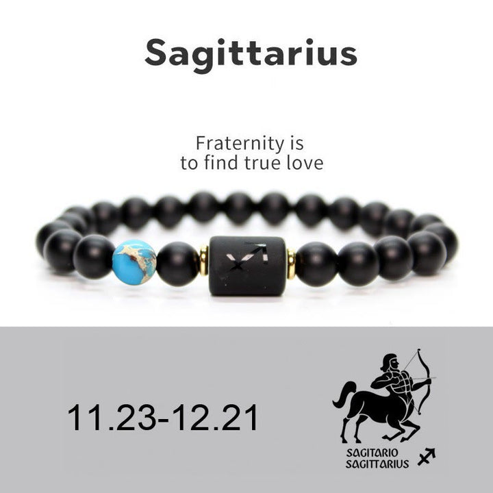 Pulsera de hombre con ónix negro natural del zodiaco de Olivenorma 
