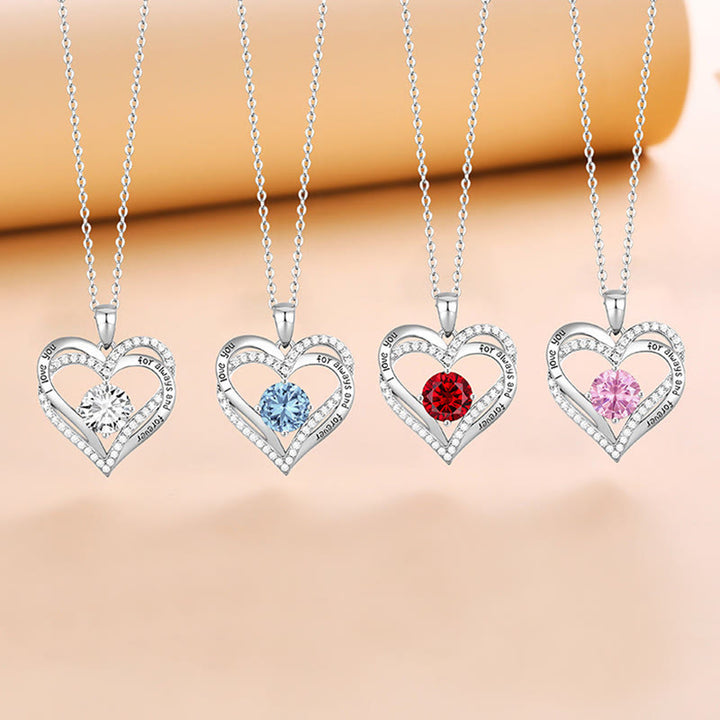 Olivenorma "Te amo por siempre y para siempre" - Collar de corazón en tono de nacimiento 