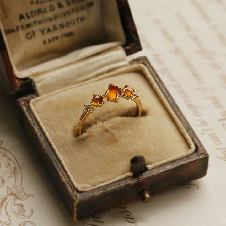 Anillo ajustable de granate naranja de Olivenorma