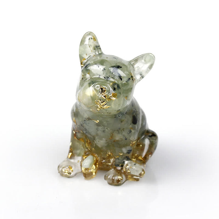 Adorno con piedras preciosas de bulldog francés de cristal de Olivenorma