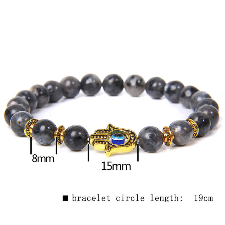 Pulsera de cuentas naturales para hombre de 8 mm con ojo malvado de Olivenorma