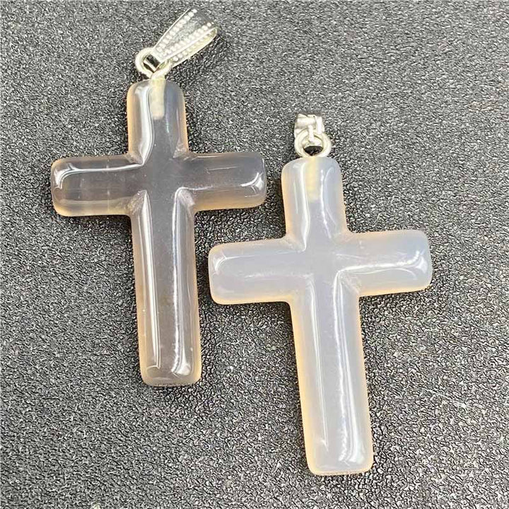 Colgante curativo con cruz de cristal natural de Olivenorma