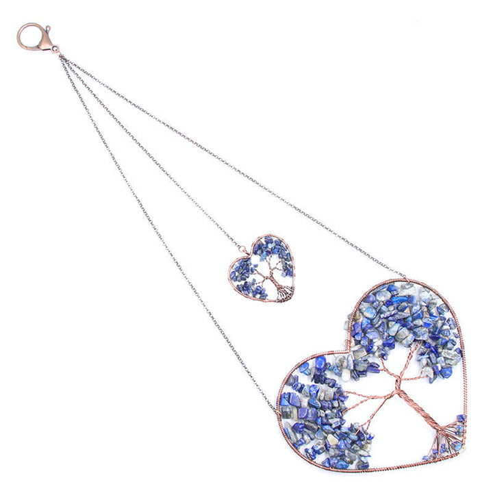 Atrapasueños de cristal con forma de corazón y árbol de la vida de los chakras de Olivenorma. 