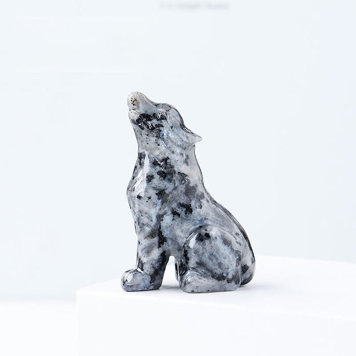 Adorno de piedra preciosa con forma de niño lobo de cristal natural de Olivenorma 