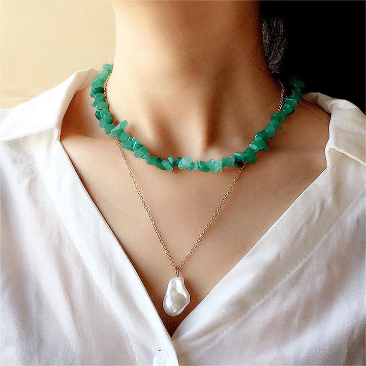 Collar de piedra de cristal pulida de forma irregular de Olivenorma
