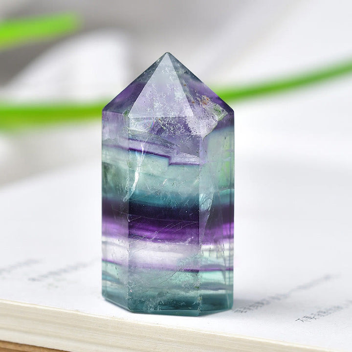 Varitas de cristal de fluorita arcoíris con forma de pico de Olivenorma