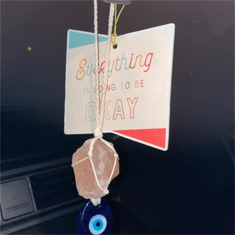 Adorno para coche con piedra de cuarzo rosa original de Olivenorma con forma de ojo malvado 