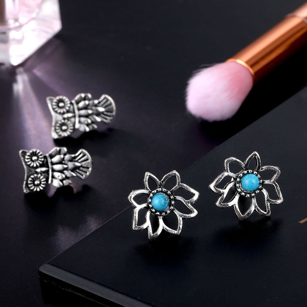 4 pendientes bohemios de estilo bohemio con diseño de Nimal en turquesa de Olivenorma 