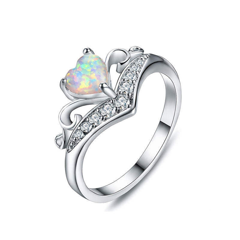 Anillo de ópalo con corona de corazón "Peace of Mind" de Olivenorma 