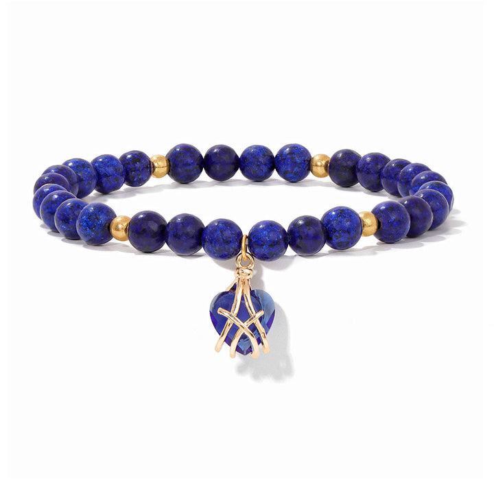 Pulsera con dije de corazón de piedra natural de Olivenorma