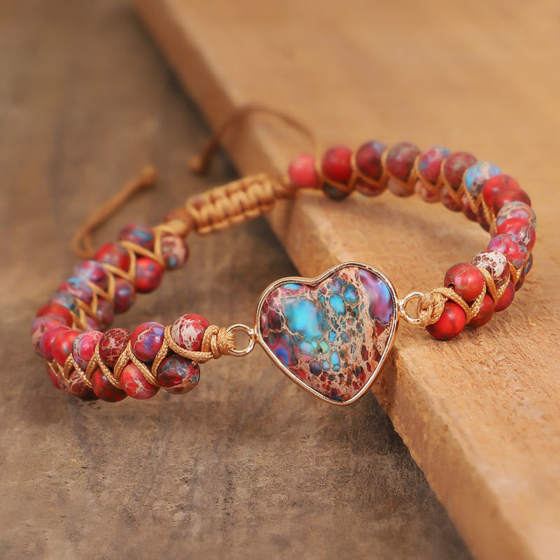 Pulsera de corazón de piedra roja del emperador Olivenorma