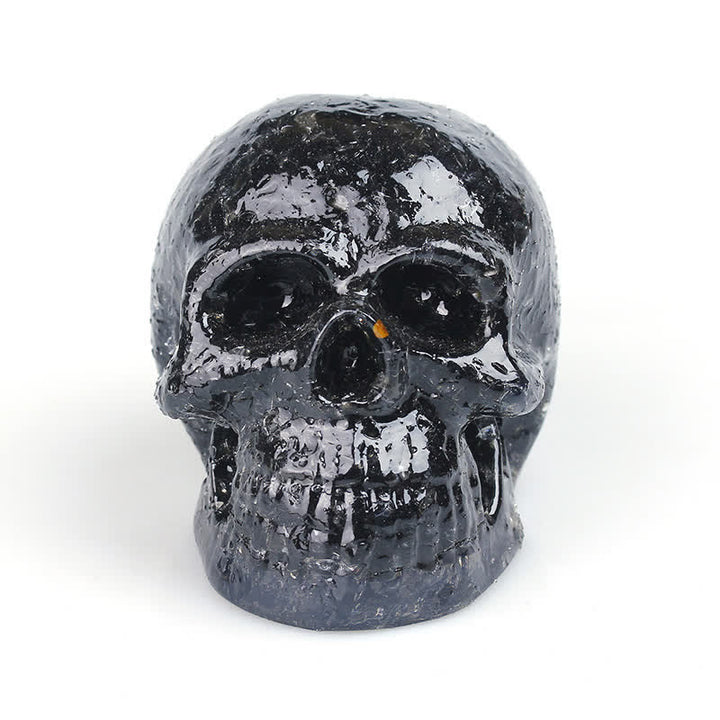 Decoración con piedras preciosas y calavera de cristal natural de Olivenorma
