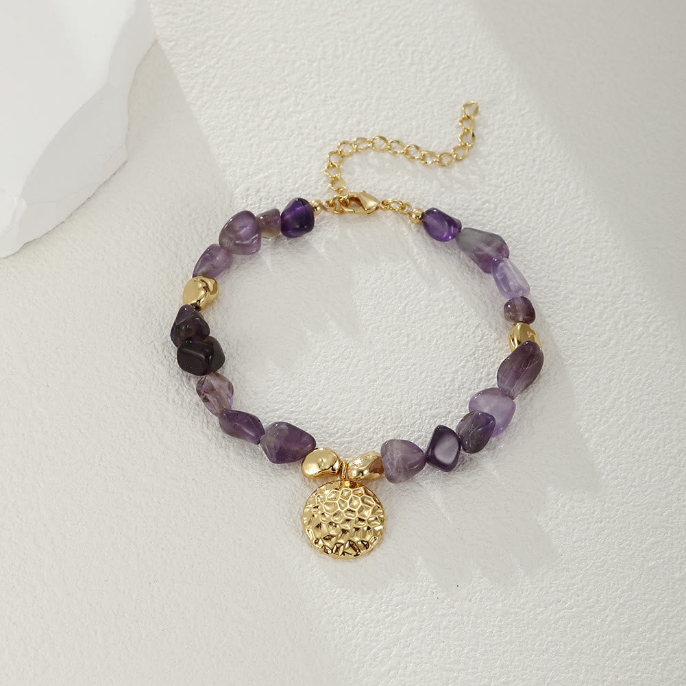 Pulsera de cobre de 18 quilates con piedra natural multicolor irregular de Olivenorma