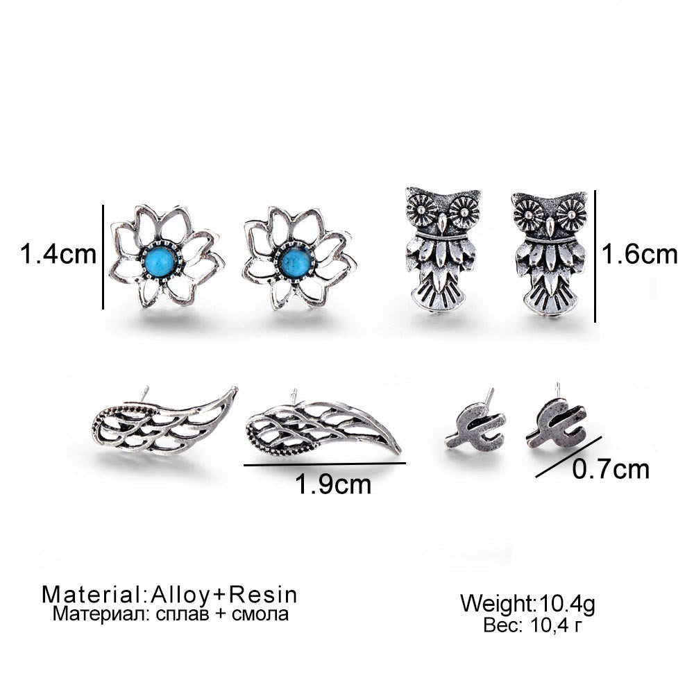 4 pendientes bohemios de estilo bohemio con diseño de Nimal en turquesa de Olivenorma 