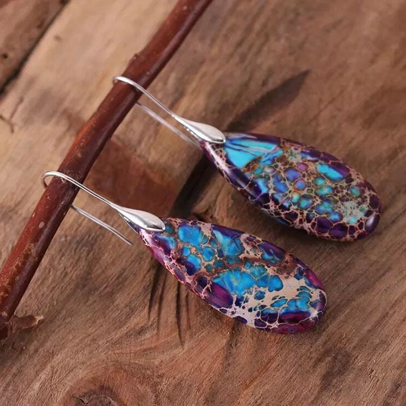 Pendientes de piedra emperador con forma de gota de Olivenorma