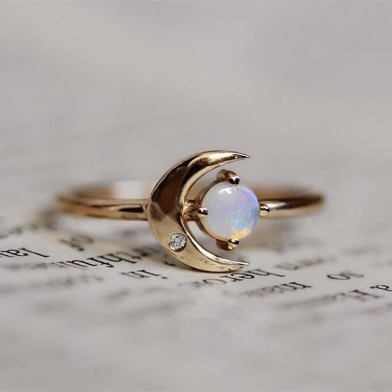 Anillo creativo de piedra lunar "Luna de mi vida" de Olivenorma