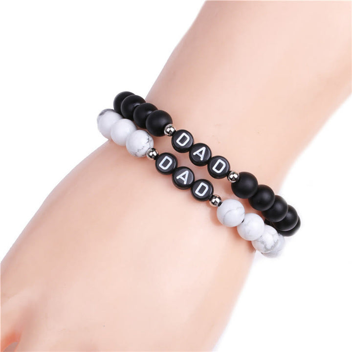 Pulsera con el alfabeto para papá en turquesa blanca para hombre de Olivenorma