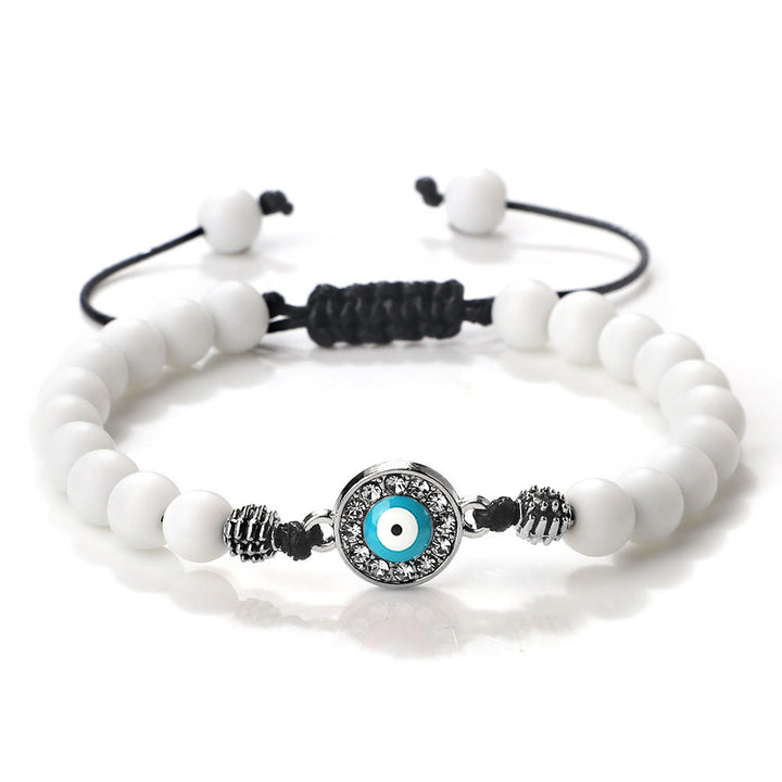 Pulsera de cuentas de circonita de piedra natural de 6 mm de Olivenorma 