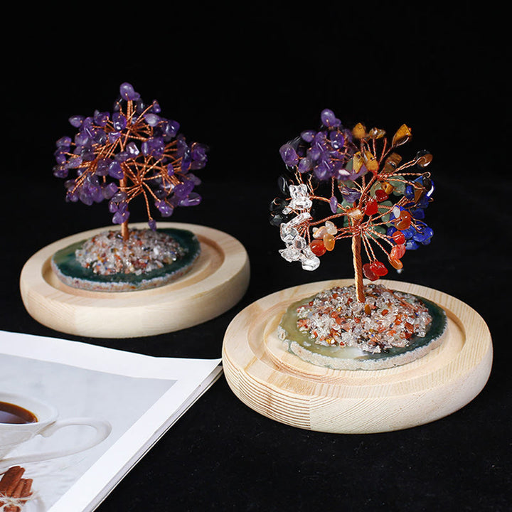 Árbol de flores de piedra triturada de cristal natural de Olivenorma, decoración de vidrio