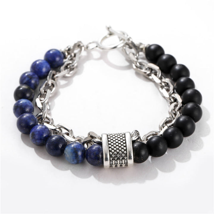 Pulsera para hombre con forma geométrica y combinación de piedras esmeriladas estilo punk de Olivenorma 
