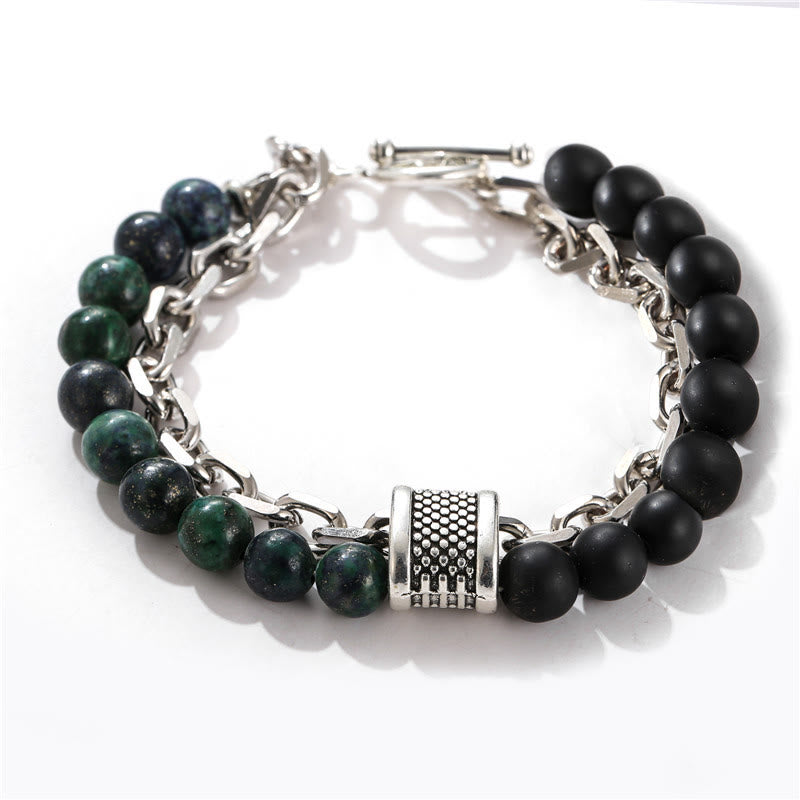 Pulsera para hombre con forma geométrica y combinación de piedras esmeriladas estilo punk de Olivenorma 